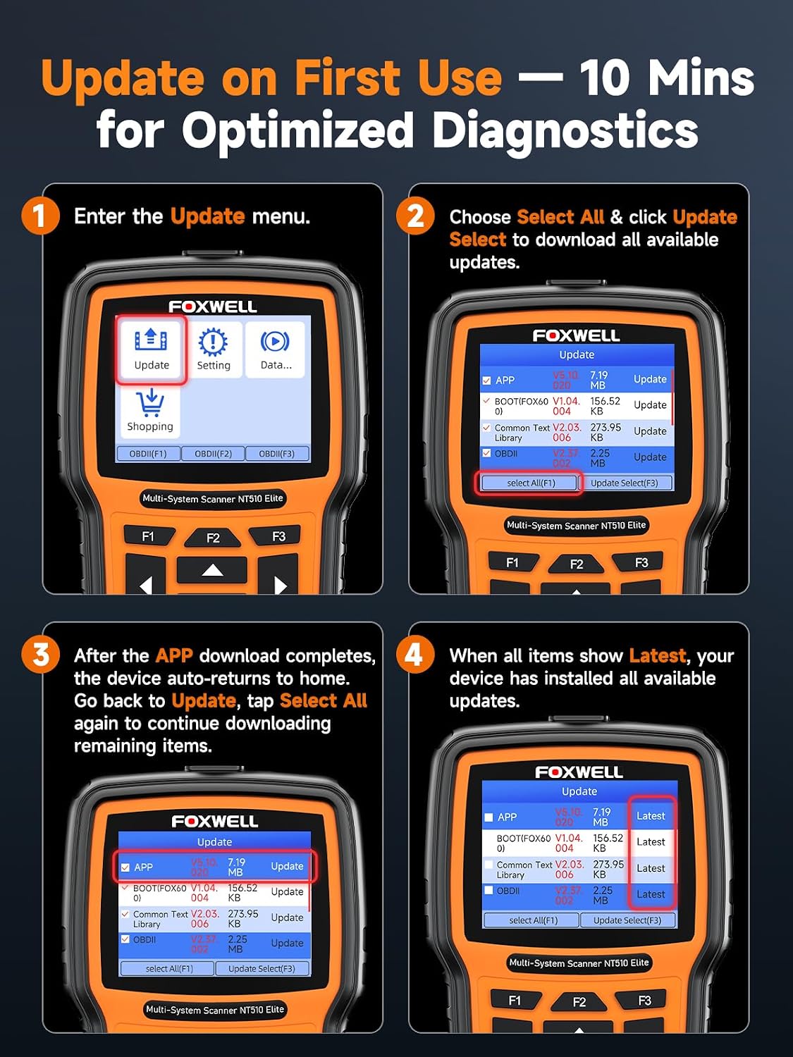 Detalle 2 de FOXWELL NT510 Elite: GM OBD2 Bi-Directional Diagnostic Tool for Engine, ABS, SRS & More