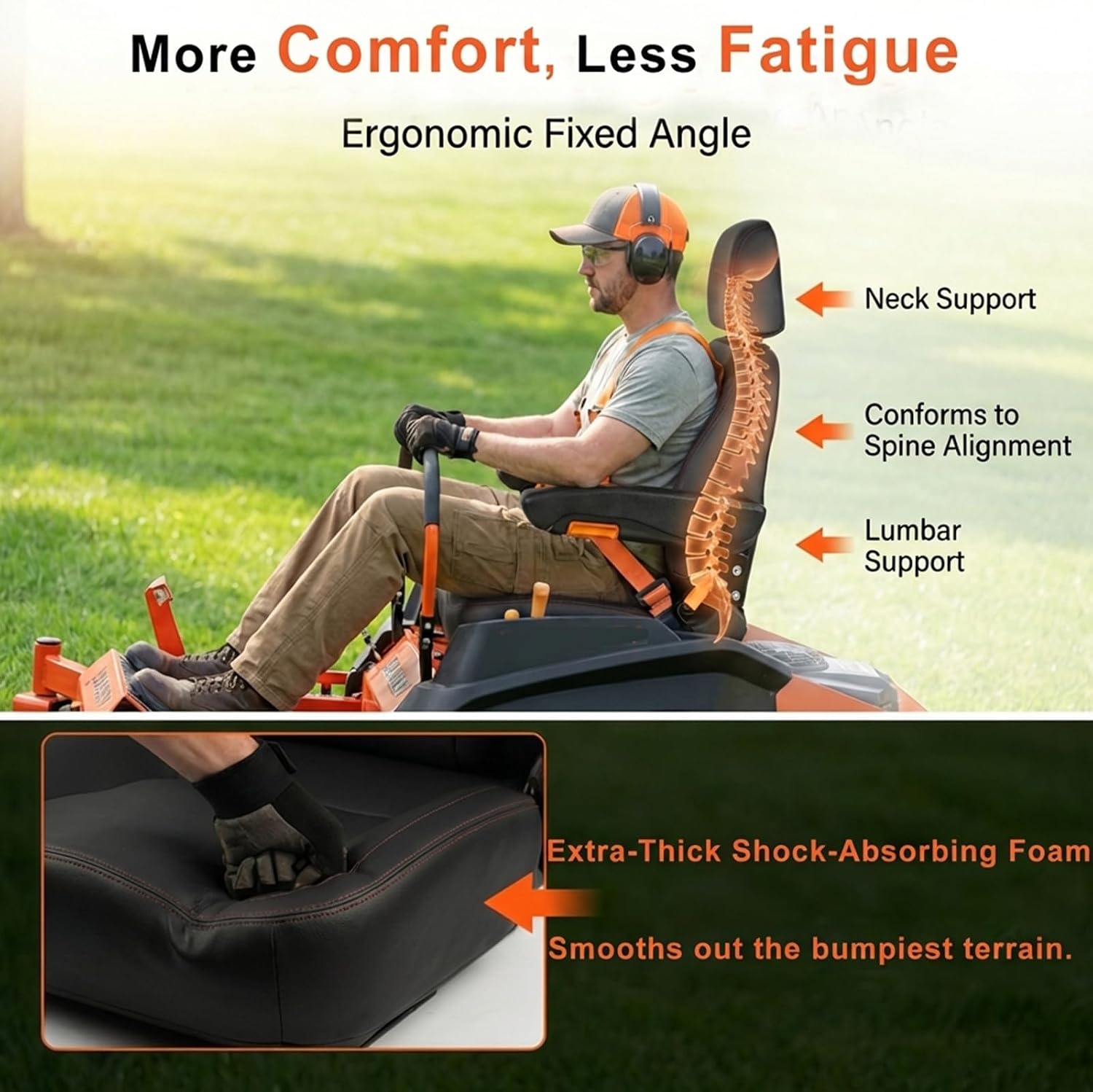 Thumbnail 1 de Universal Tractor Seat: Comfortable Zero Turn Mower Seat with Adjustable Safety Belt, Armrest Micro Switch, and Full Adjustability