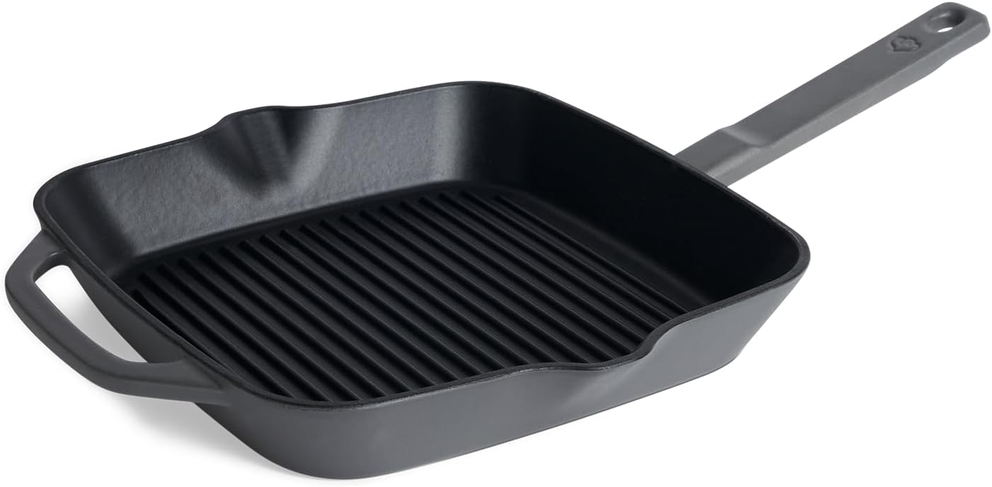 Detalle de Springlane Kitchen Cast Iron Grill Pan, enamelled, 20 x 20 cm, Anthracite