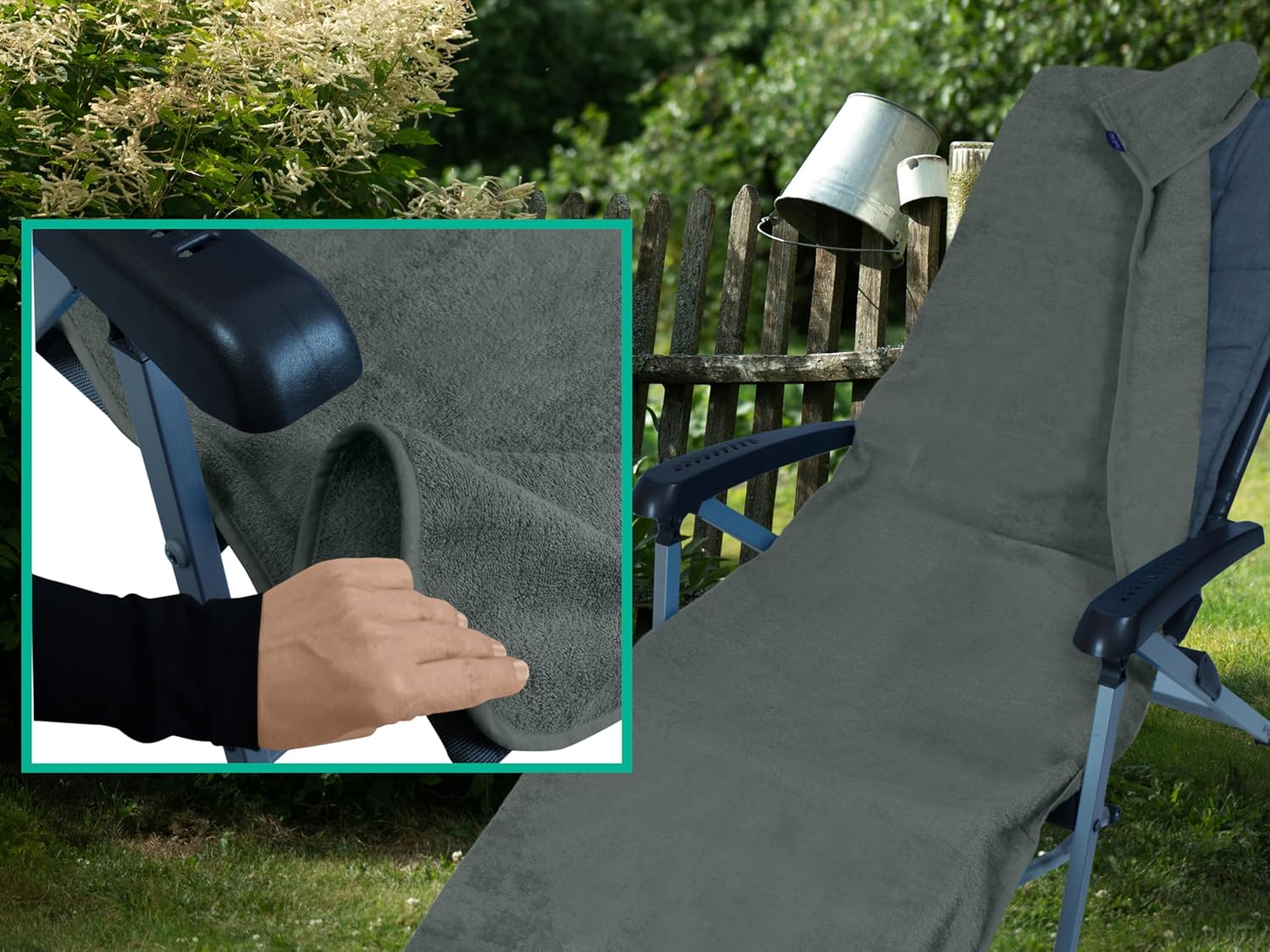 Thumbnail 6 de Rivestimento in spugna Marie's Home 70 x 200 cm Grigio per sedia da giardino e lounge