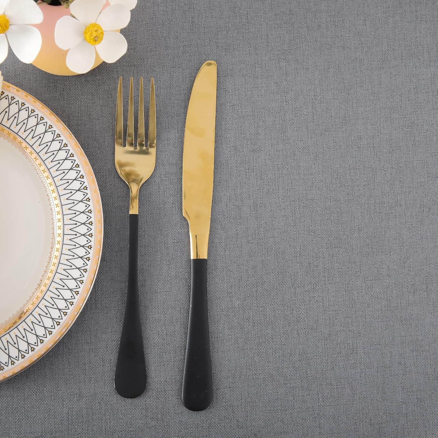 Thumbnail 4 de Homaxy Leinenoptik Tischdecke mit Lotuseffekt, wasserabweisend, dunkelgrau (100 x 140 cm)