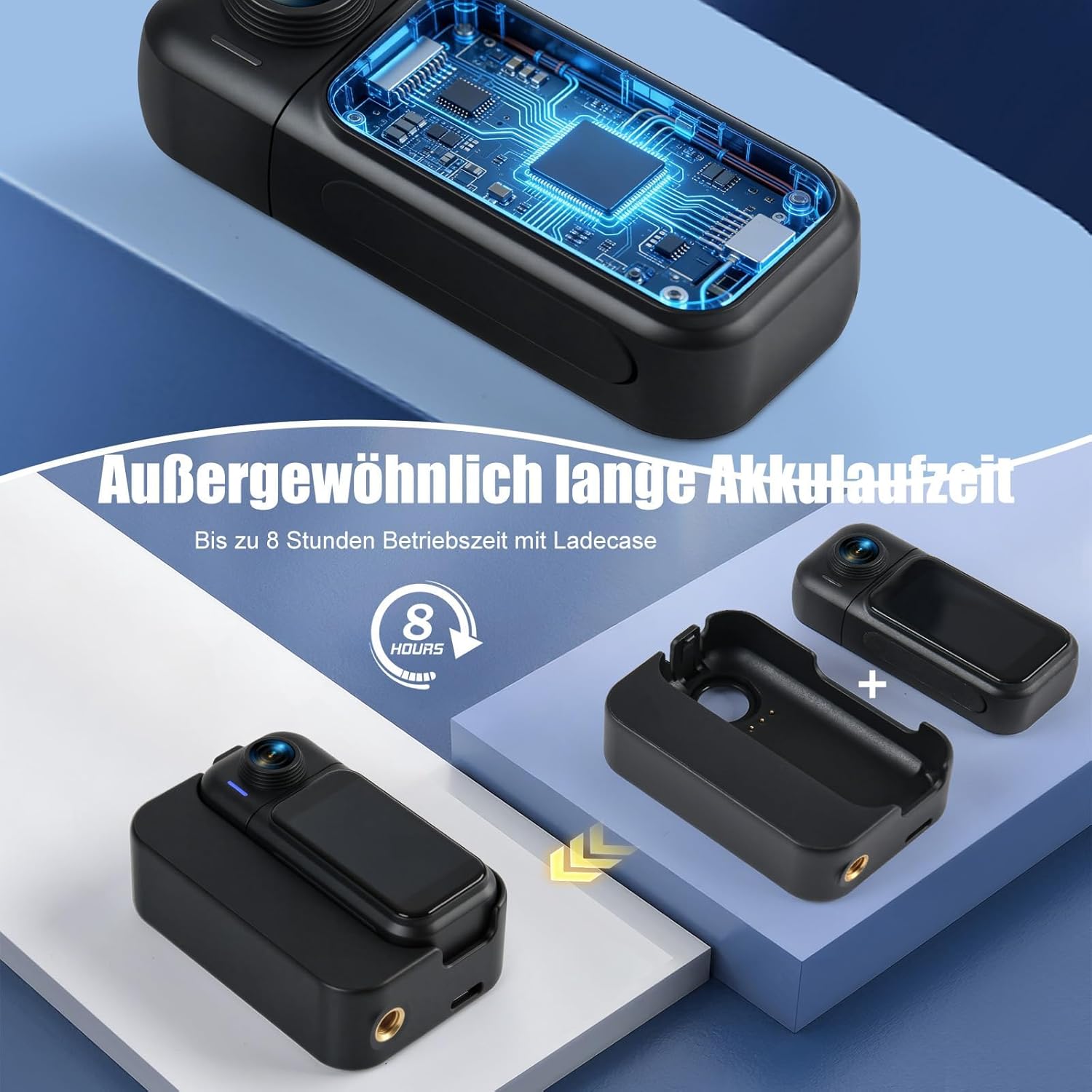 Detalle de Hiwoor Action Cam Mit Touchscreen – 8-Stunden-Akku, wasserdicht bis 30 m, 64 GB & umfangreiches Zubehör
