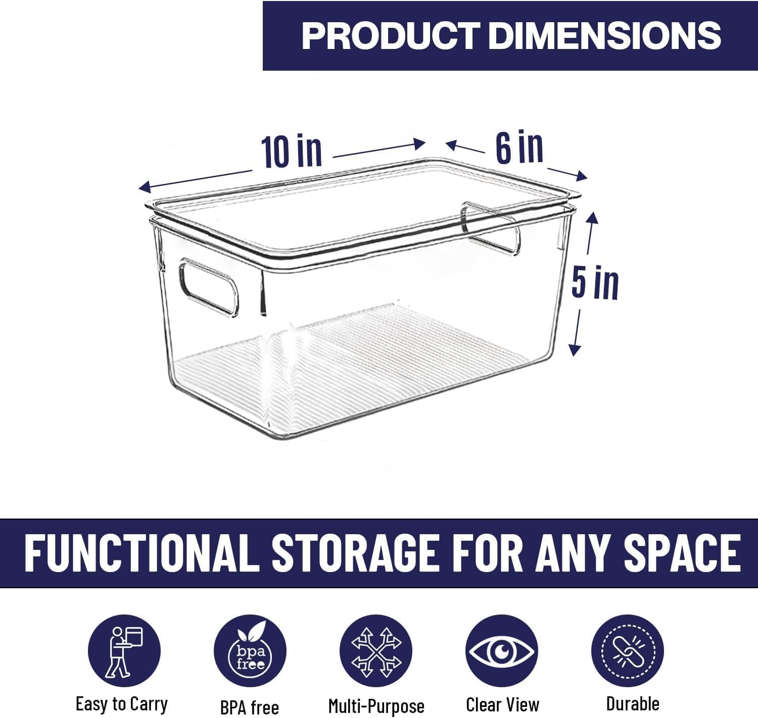 Thumbnail 1 de Clear Plastic Storage Bins with Lids (Set for Kitchen, Pantry & Fridge Organization) — Stackable BPA-Free Containers