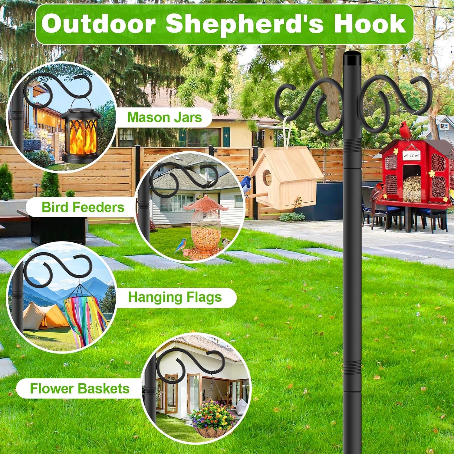 Detalle de RCUICA Double Shepherd's Hooks, 110-Inch