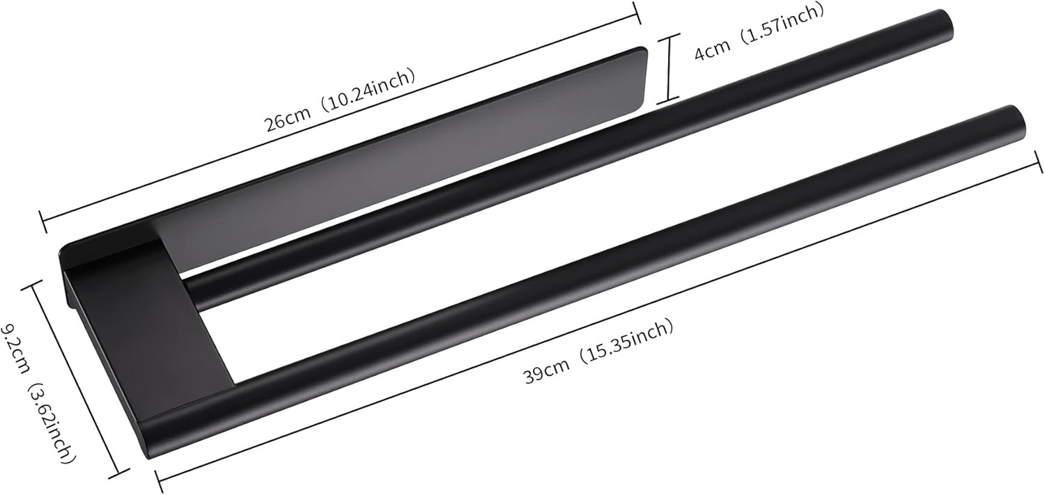 Thumbnail 5 de Gsocel Porta Asciugamani Bagno Adesivo in Acciaio Inox a 2 Bracci, 39 cm, Nero