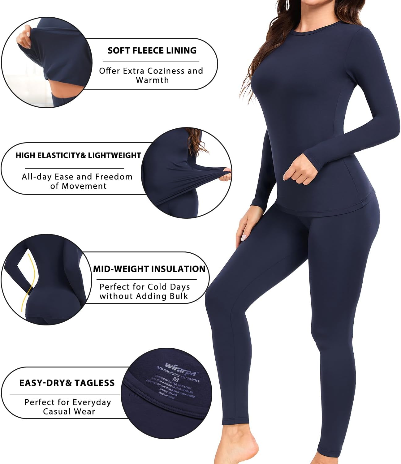 Thumbnail 4 de wirarpa Women's Thermal Underwear Set fleece-lined base layer for winter