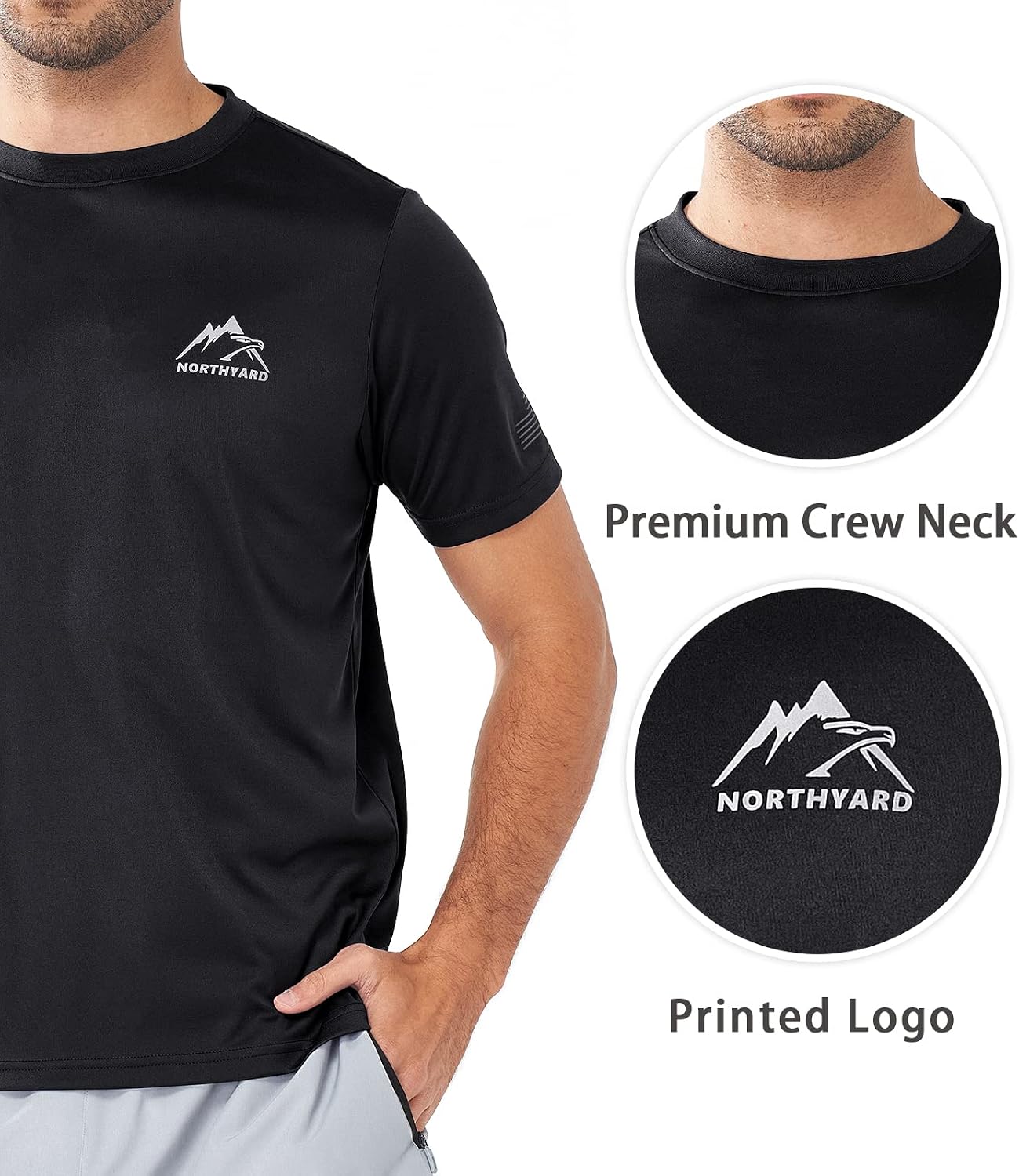 Detalle de NORTHYARD Men's UPF 50+ Sun Protection Short Sleeve Rash Guard