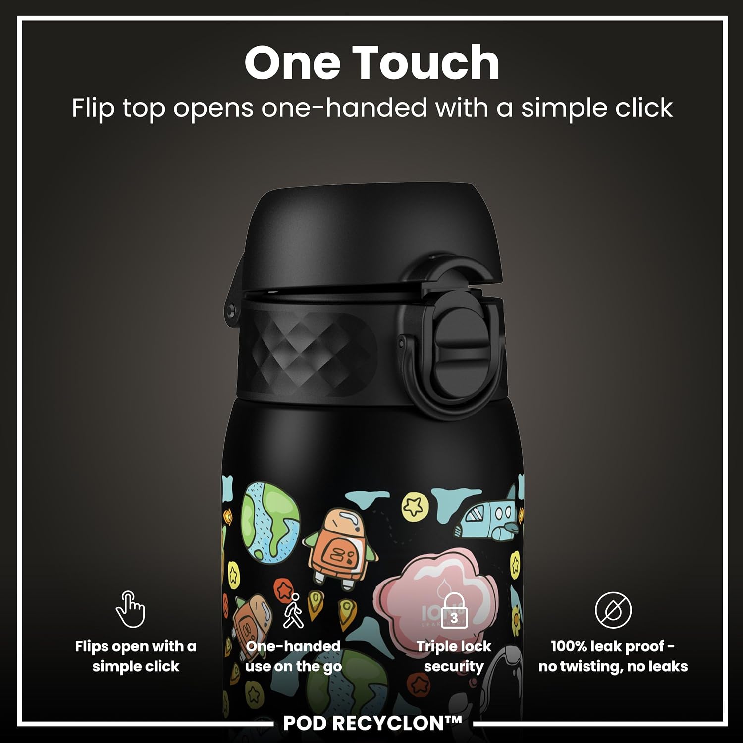 Thumbnail 2 de Ion8 Small Water Bottle: Leak-Proof, Easy-Open Flip Lid for Kids