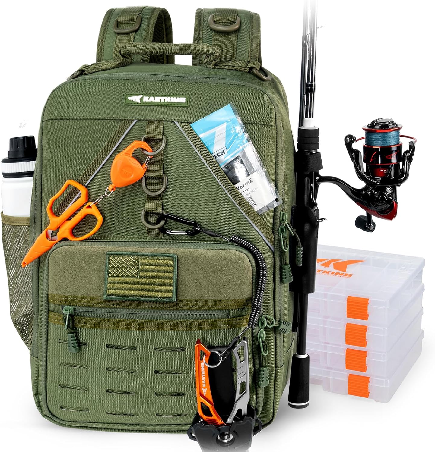 Thumbnail 6 de KastKing KarryAll Fishing Tackle Backpack with Rod Holder and 4 Tackle Boxes
