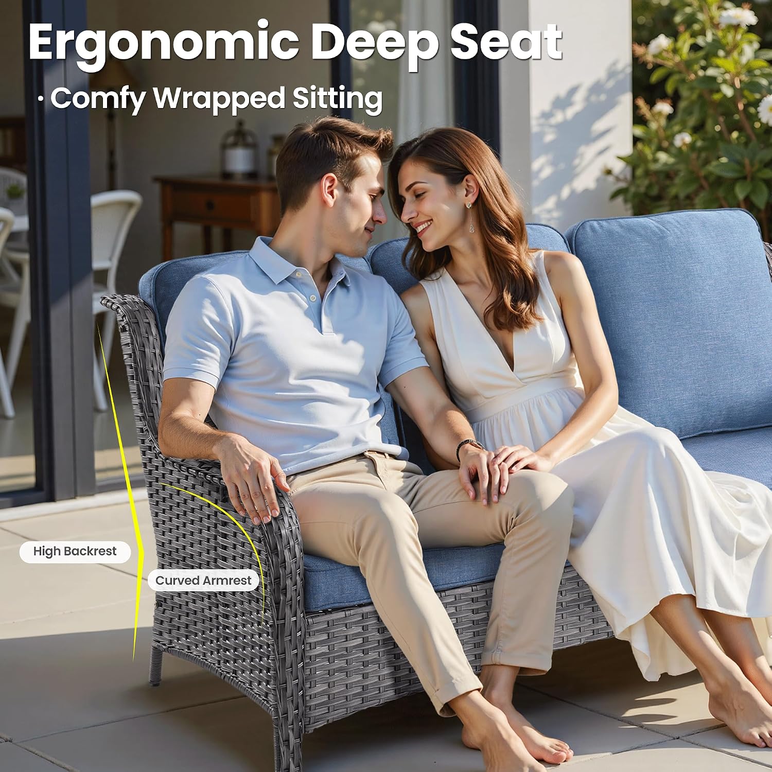 Detalle 1 de ovios Patio Furniture Set 9-Piece Wicker Patio Set with Swivel Chairs