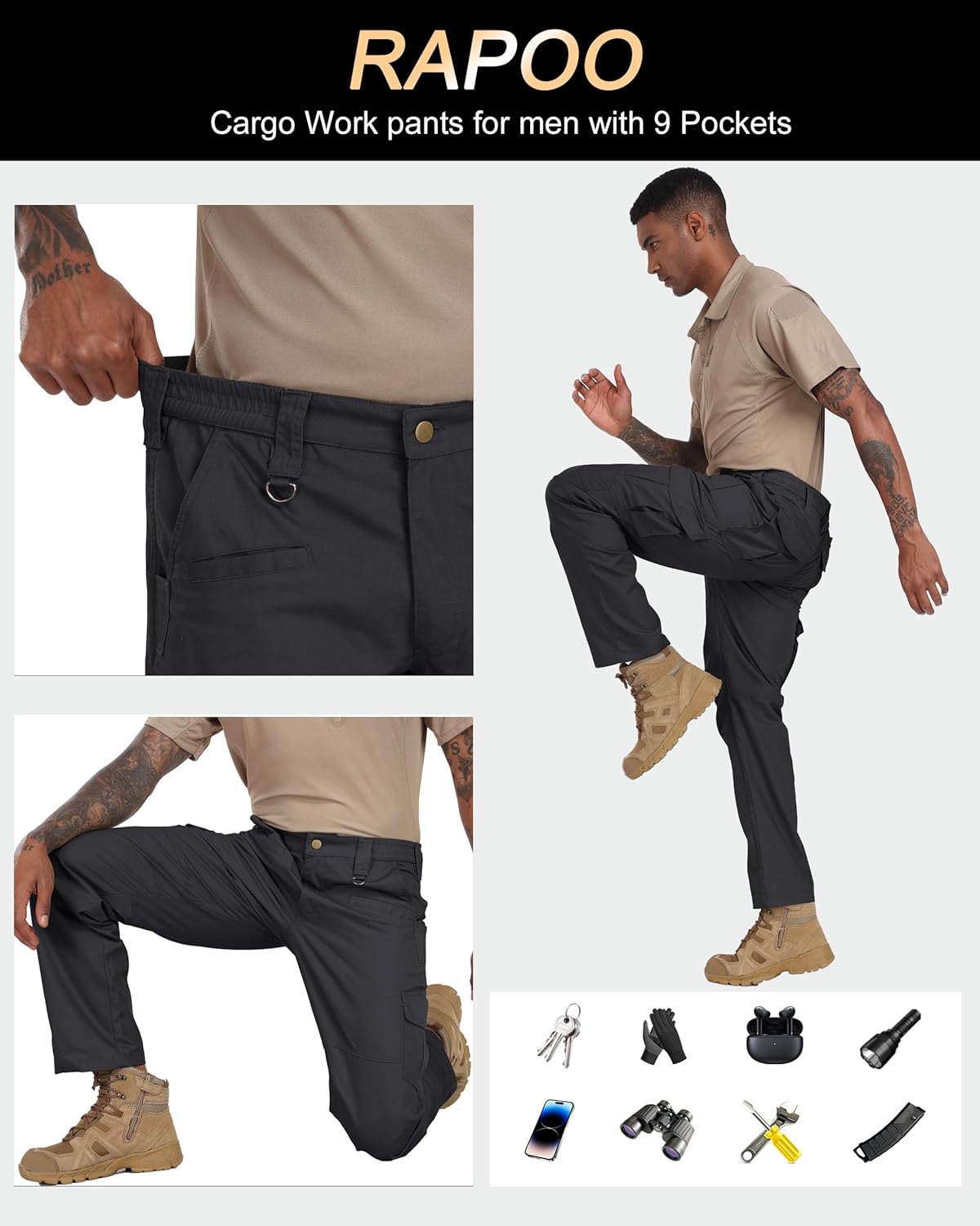 Thumbnail 5 de Rapoo Ripstop Cargo Tactical Pants