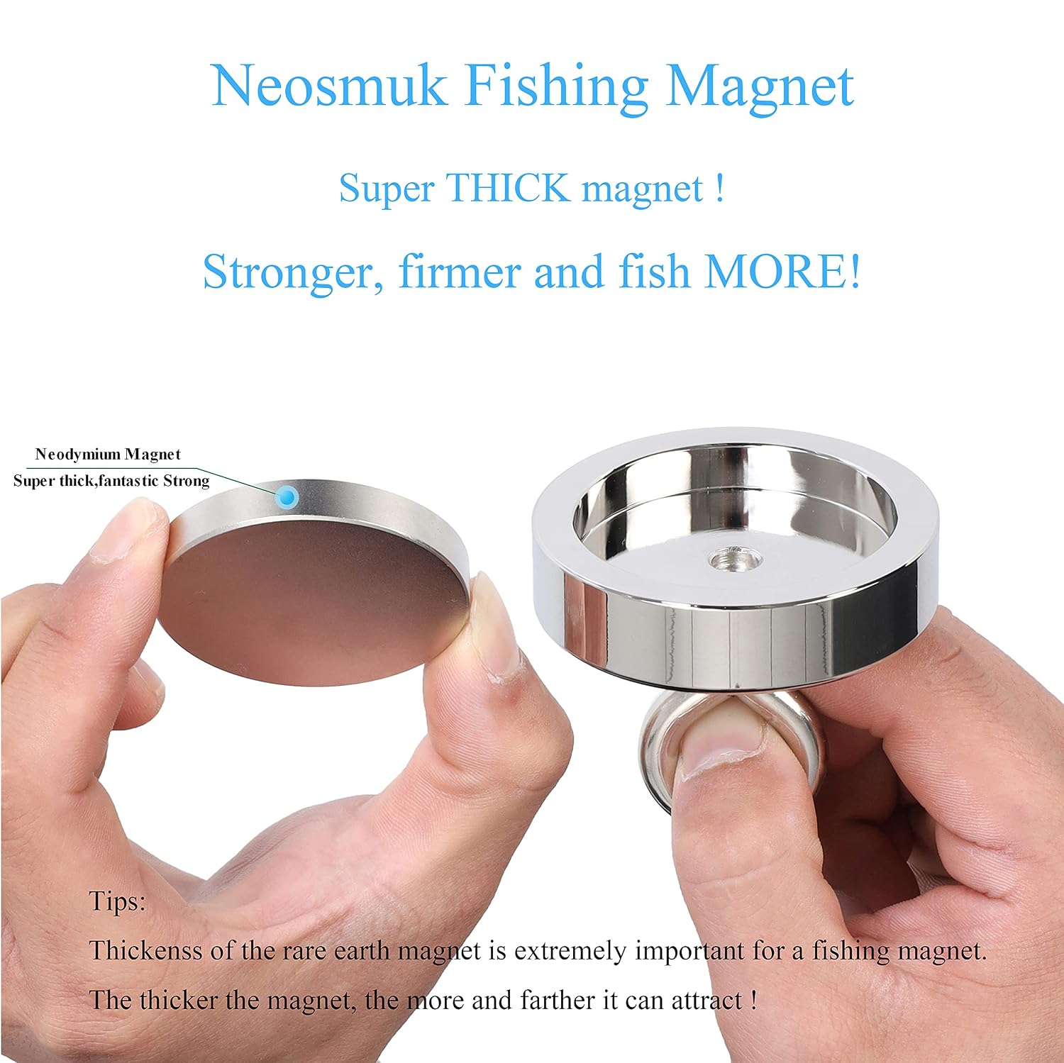Detalle 2 de Neosmuk Fishing Magnet 500+ lb with Rope — 2.5-inch Neodymium Disc, Heavy-Duty Salvage Kit