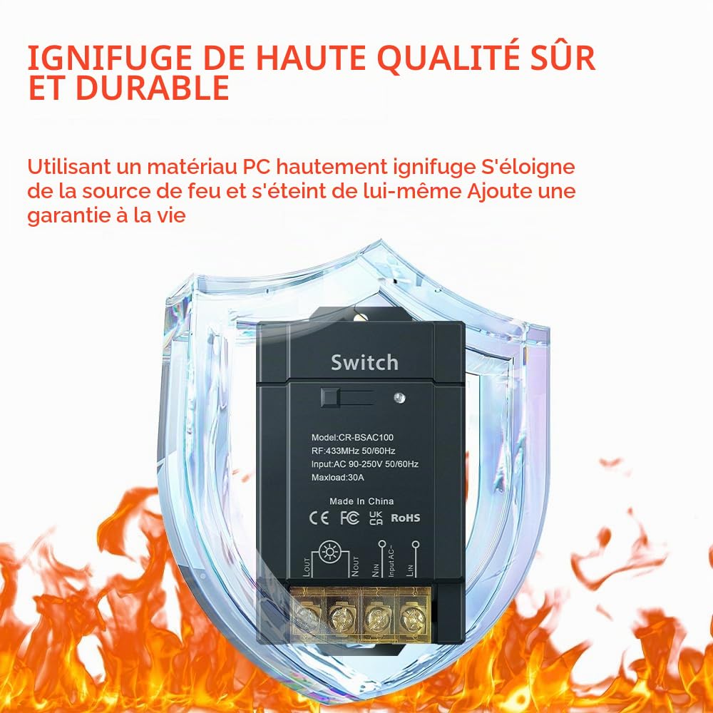 Detalle 2 de cerhot AC220V 40A draadloze relais schakelaar voor 100-240 V AC
