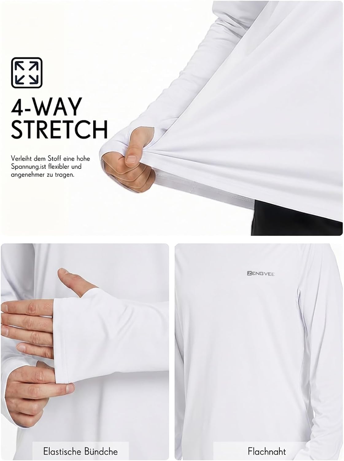 Detalle 2 de HUAKANG Men's UPF 50+ Long Sleeve Rash Guard, Quick-Drying Polyester