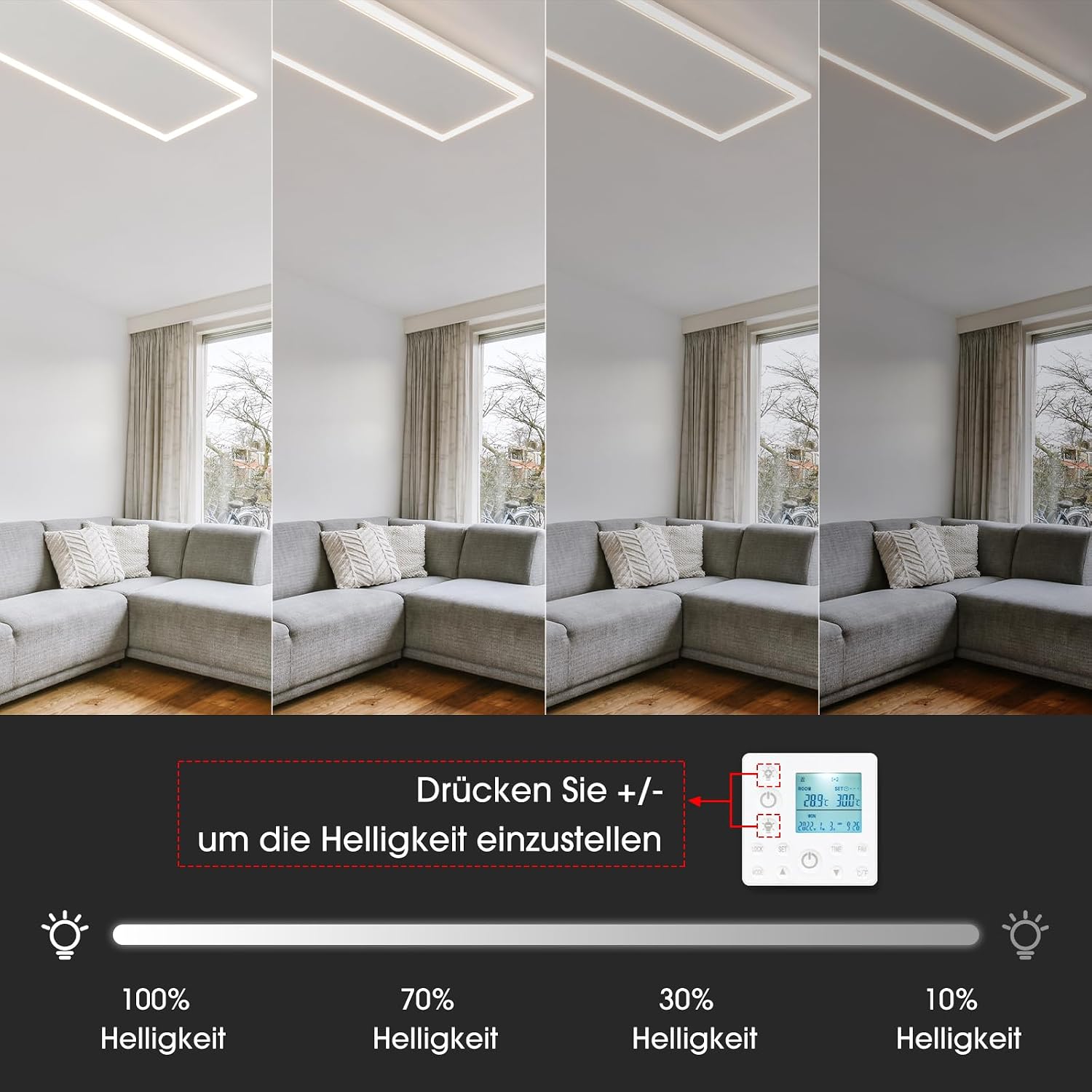 Detalle de Riscaldamento a infrarossi da soffitto con LED e termostato, 1.190 Watt