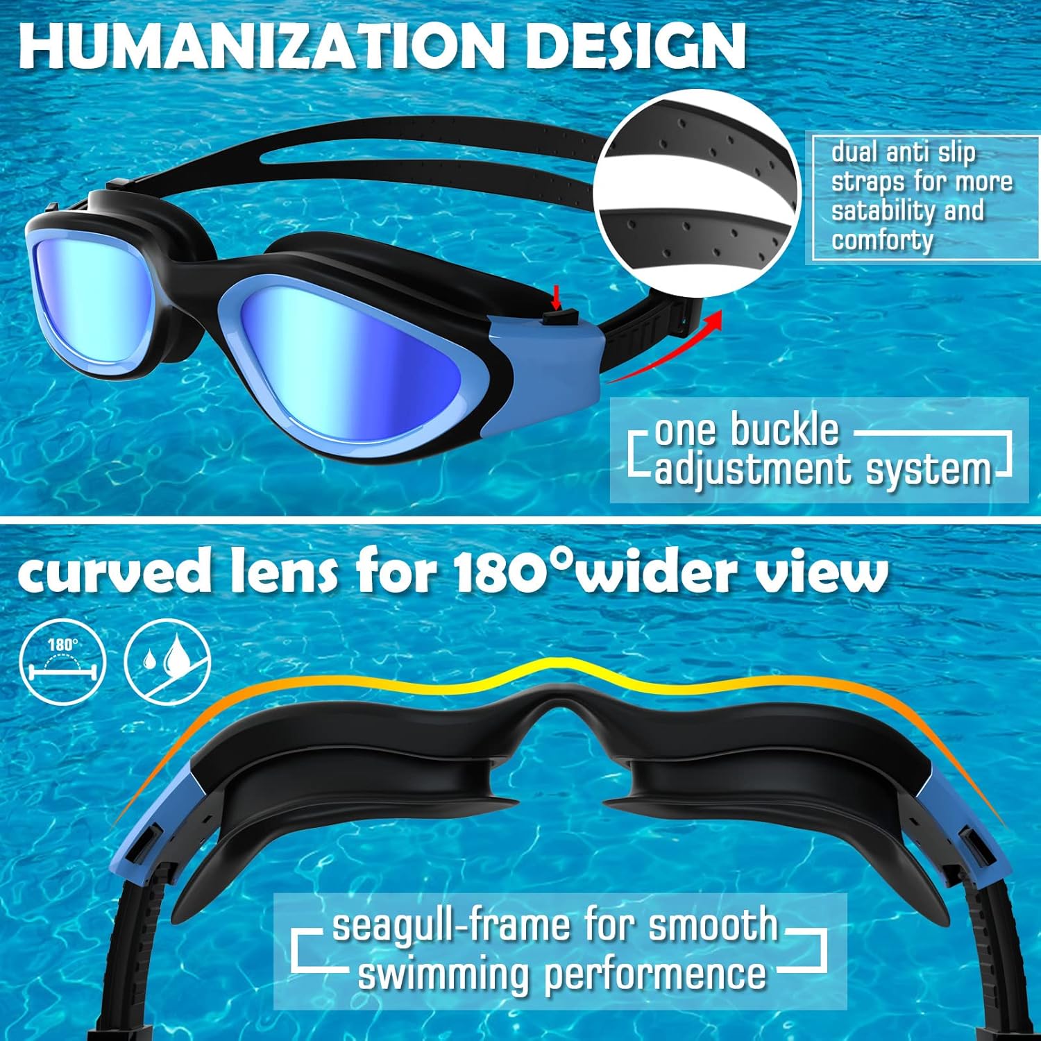 Thumbnail 3 de Winline Schwimmbrille für Erwachsene & Jugendliche mit Anti-Beschlag, UV-Schutz und verstellbaren Nasenstegen