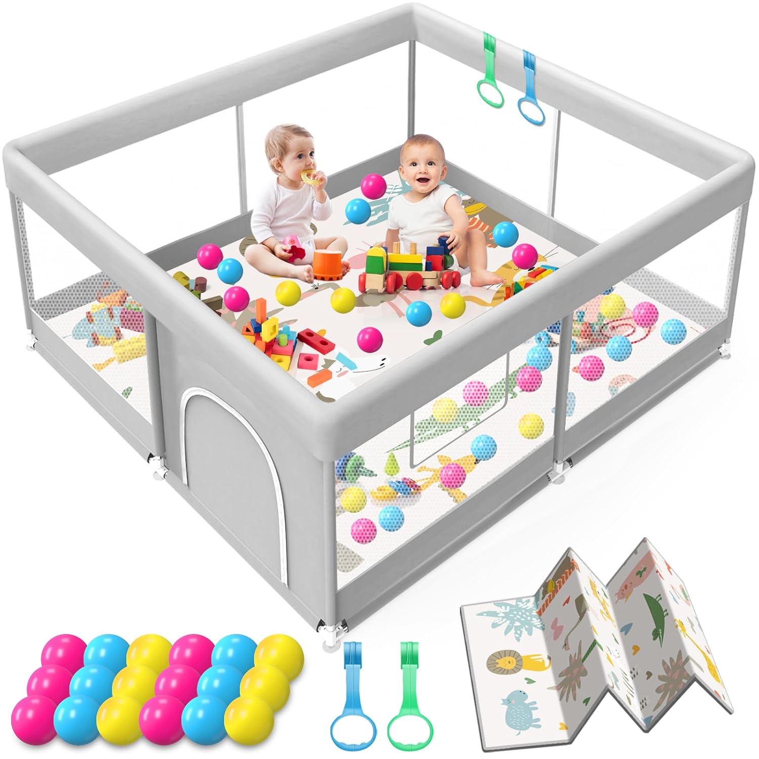 Baby Playpen 50x50 Inch with Mat 🚼