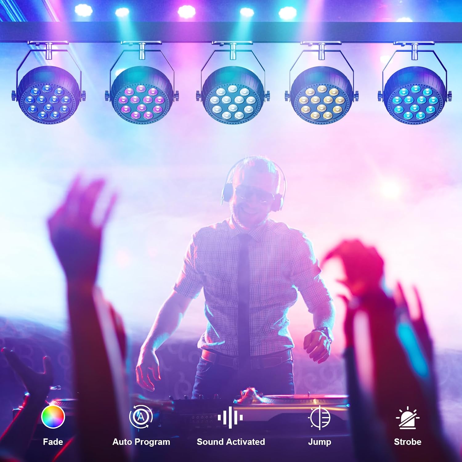 Thumbnail 5 de ZonQoonz ZQ016032 Rechargeable Mini PAR Stage Light, 12 RGB LEDs