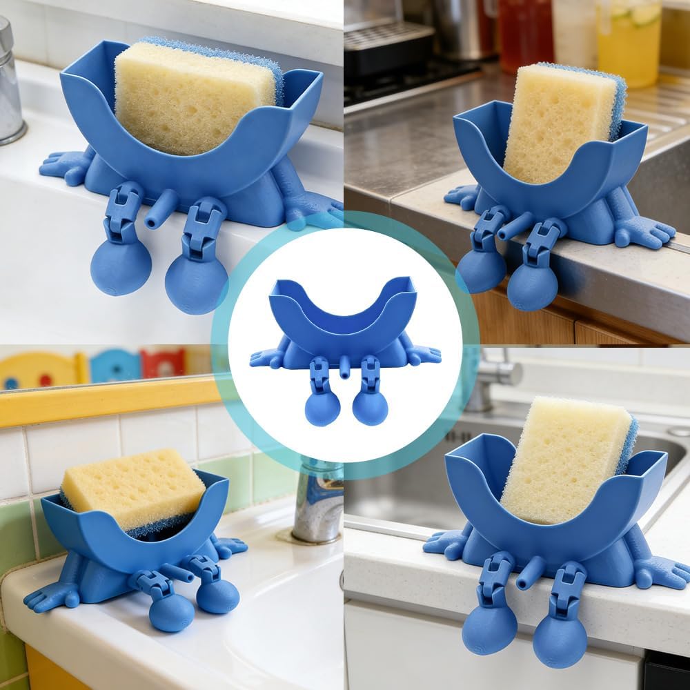 Detalle de BRTNUP Cute Hanging Sponge Holder with Drainage (3D Printed, Yellow) for Kitchen Sink Organisation