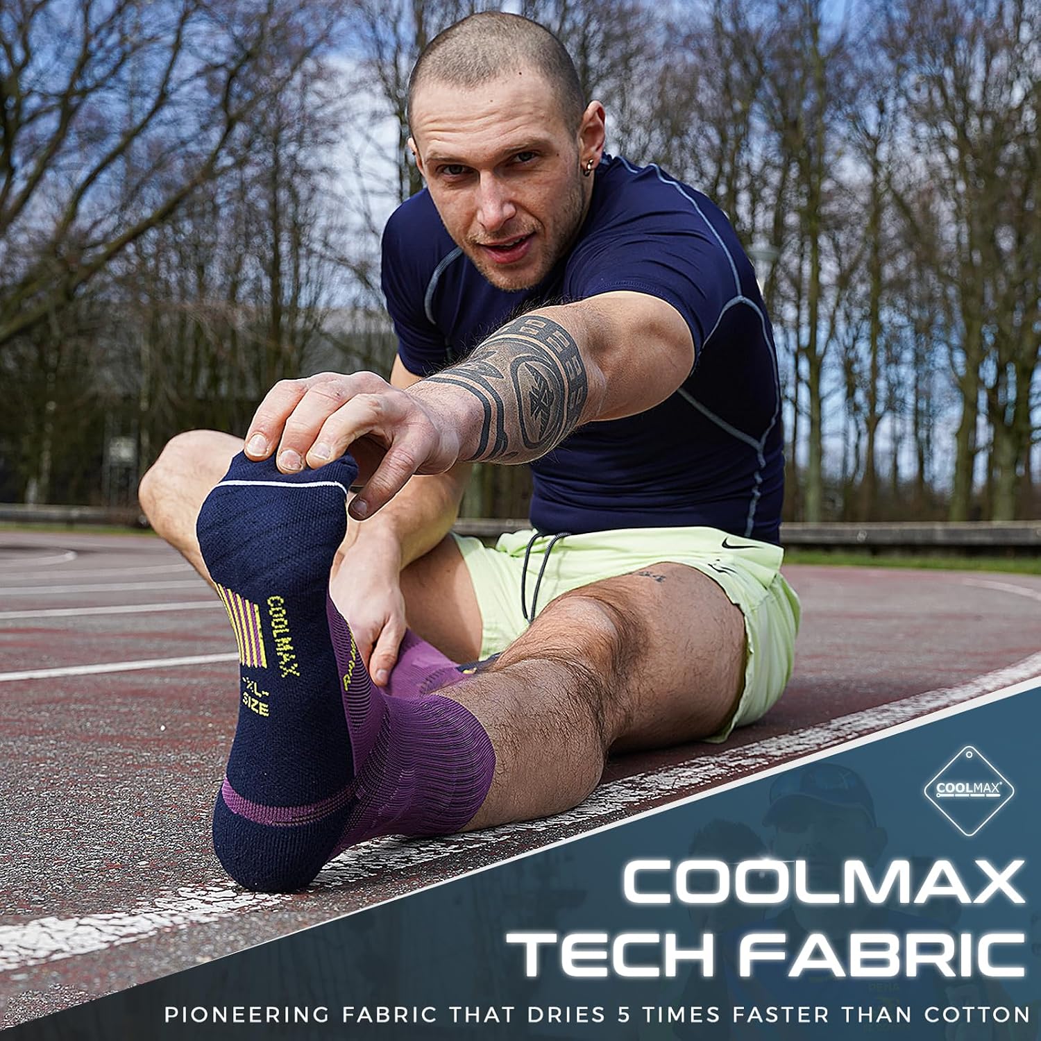 Detalle de Rahnint Coolmax hiking running quarter socks (3-pack) for long-distance comfort
