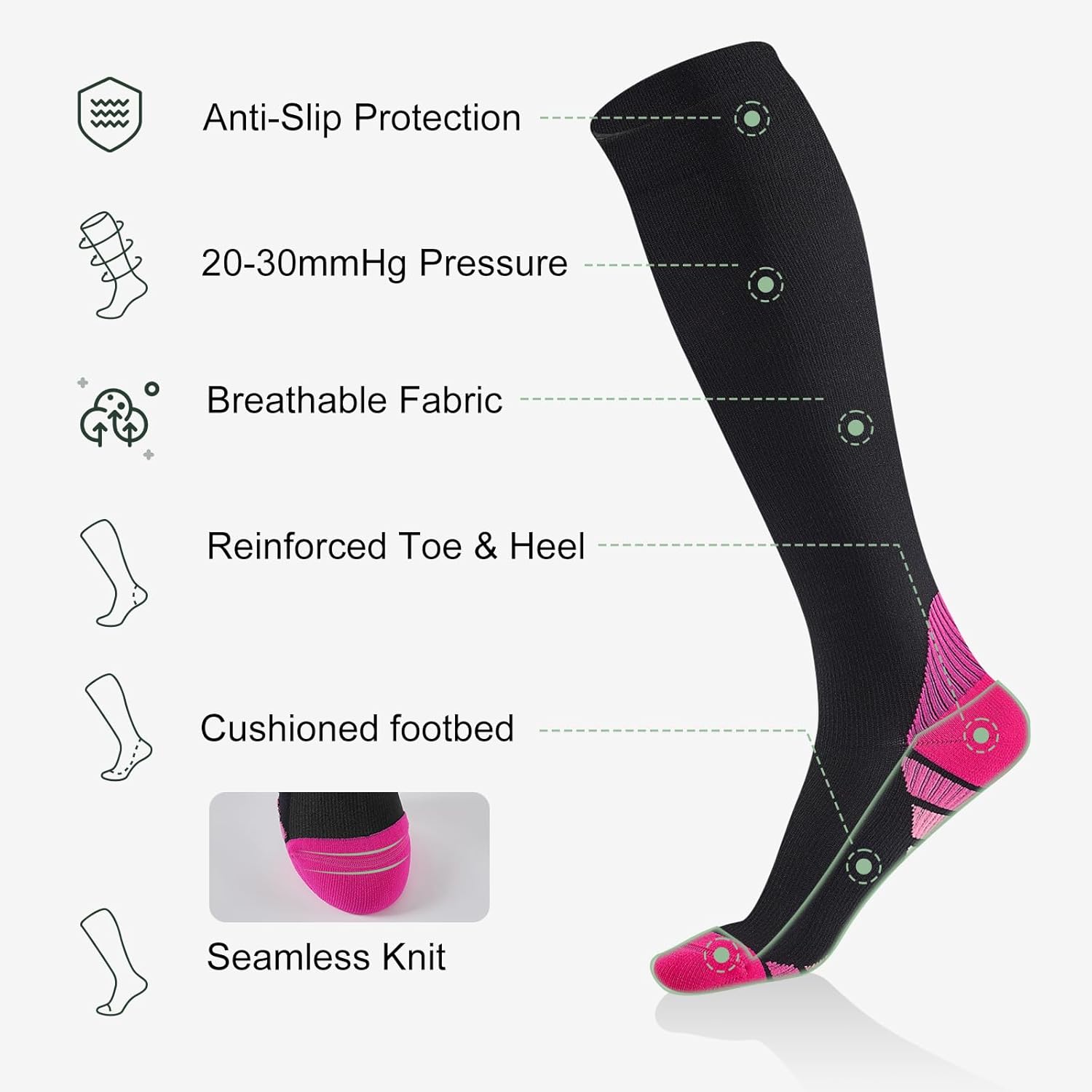 Thumbnail 2 de Effeet Compression Socks for Men & Women 2 Pairs Flight Socks