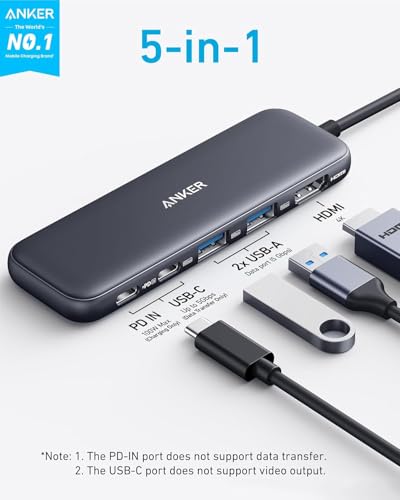 Detalle 2 de Anker USB-C Hub (5-in-1) – USB-C to HDMI Hub with 4K Display, 85W PD Pass-Through