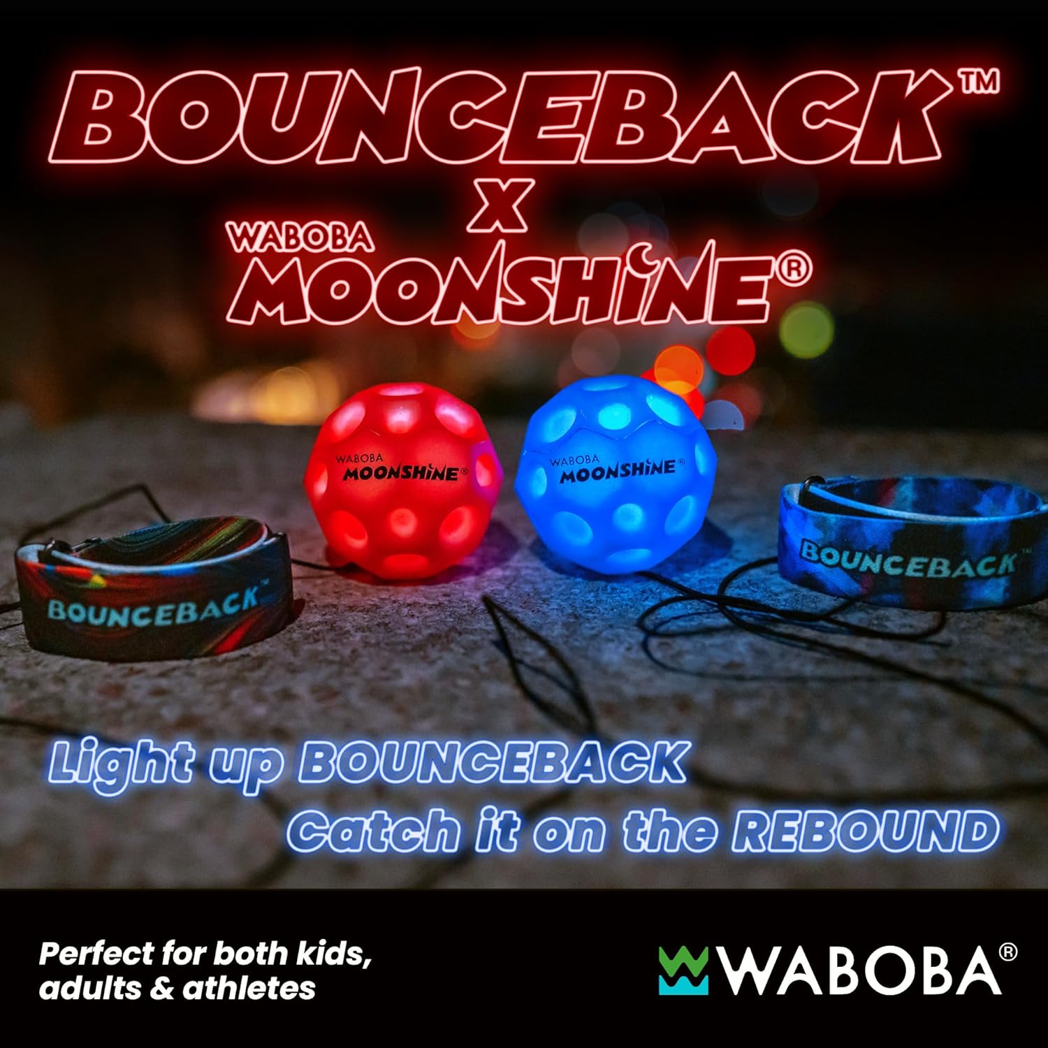 Detalle de Waboba LED Bounceback Moon Ball with Wrist Strap (Blue)