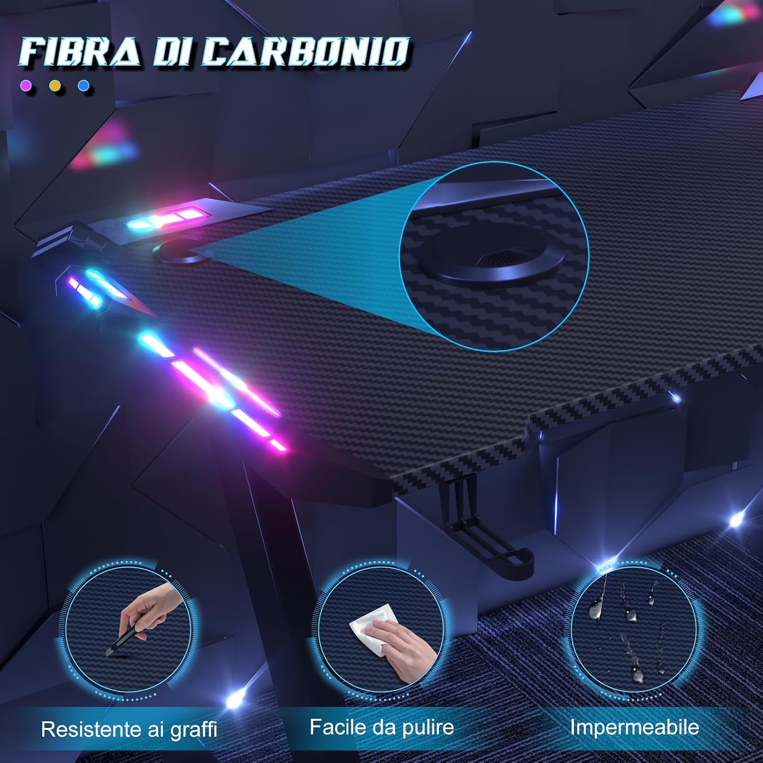 Thumbnail 4 de Scrivania Gaming 120x60 cm LED