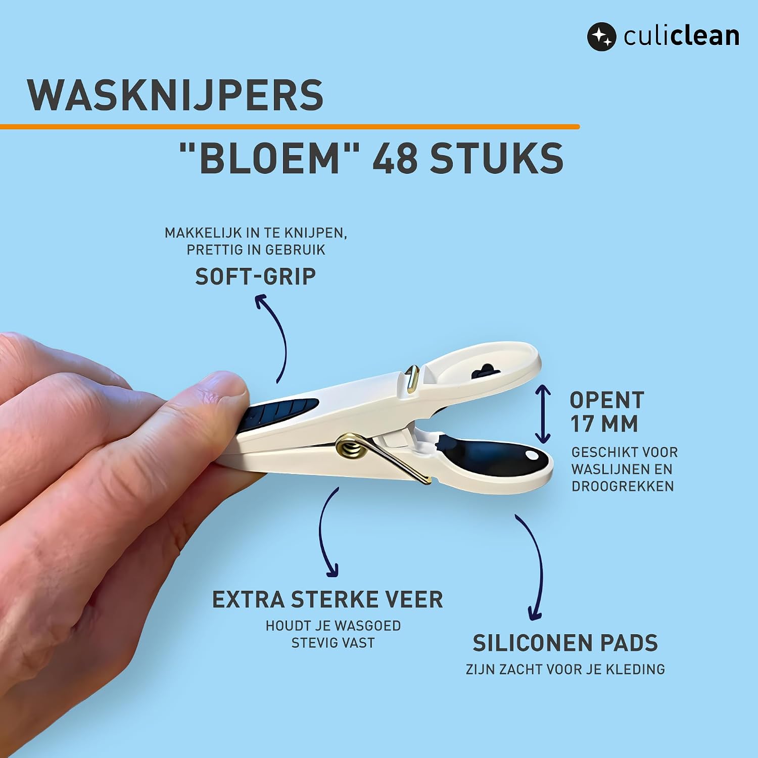 Detalle 2 de culiclean ISCHOCCWK01MC2048 bloem-wasknijpers, 48 stuks, UV-bestendig