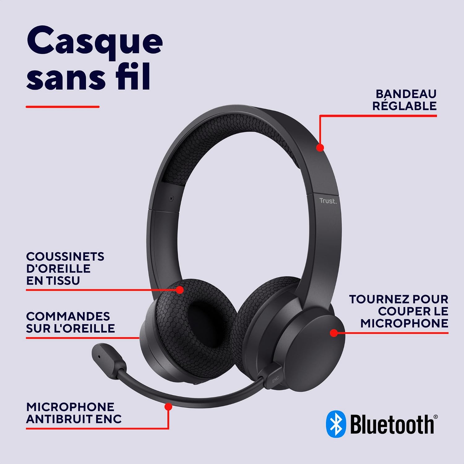 Detalle 2 de Trust Roha II casque Bluetooth 24 h