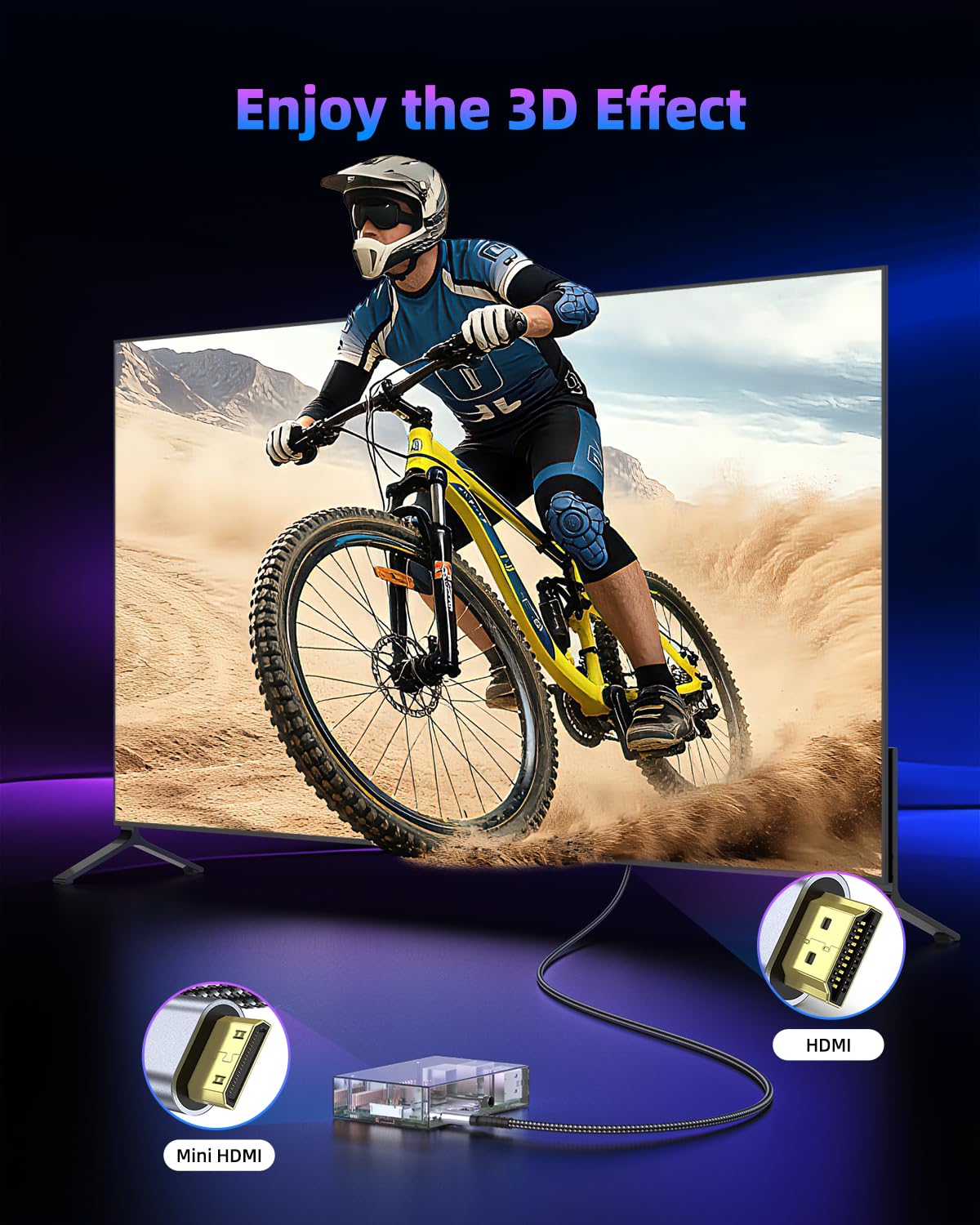 Thumbnail 3 de ZEENVIC Mini HDMI to HDMI Cable (3M) — 4K@60Hz / 2K@120Hz for Raspberry Pi Zero and Mini HDMI devices