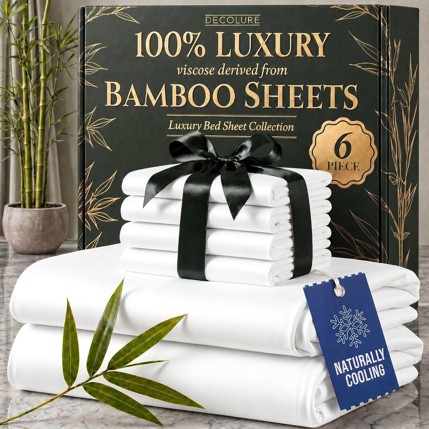 Detalle de DECOLURE 100% Viscose Bamboo Sheets Queen 6Pc 17