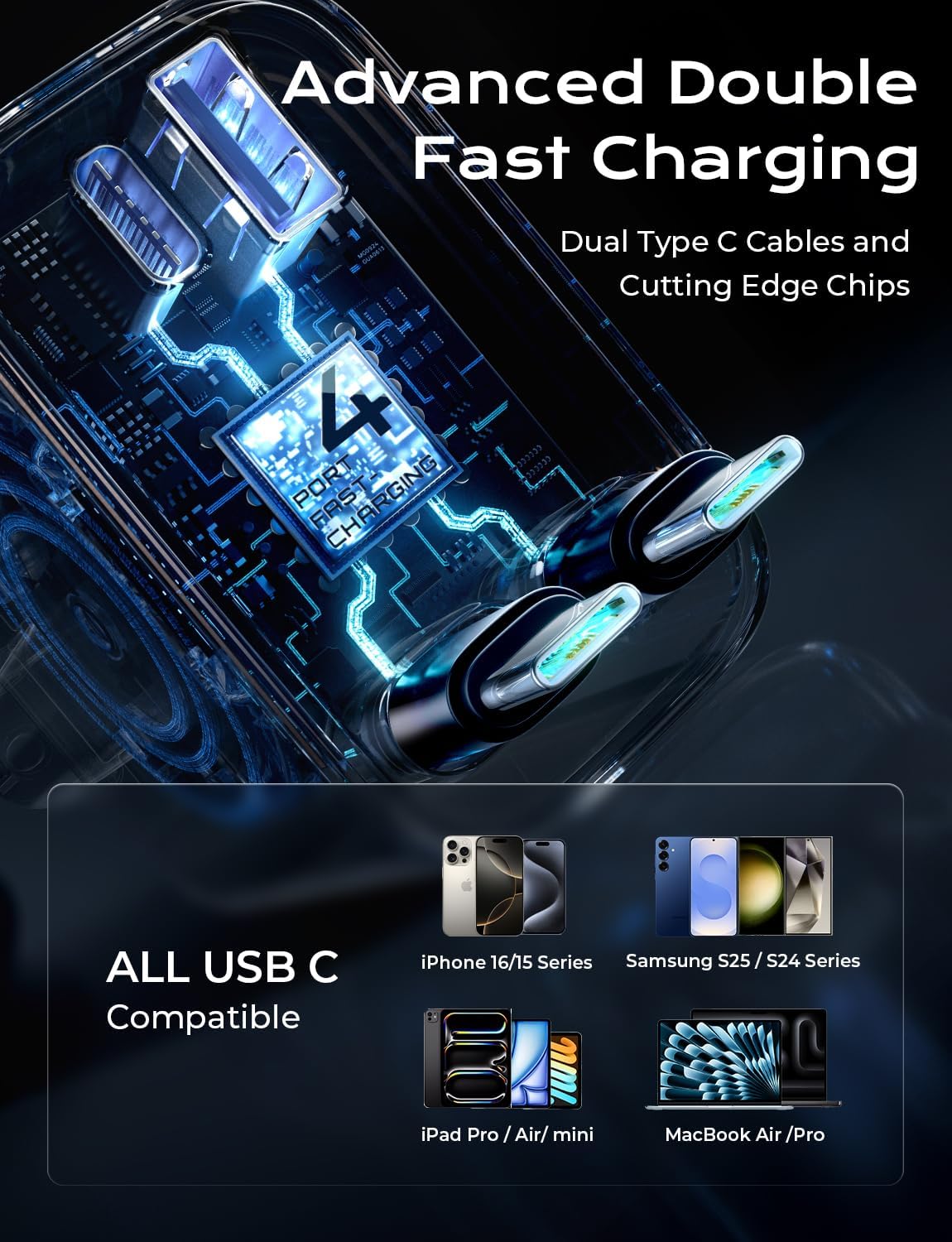 Thumbnail 4 de LISEN Retractable Car Charger for iPhone 17 Pro Max 69W USB-C