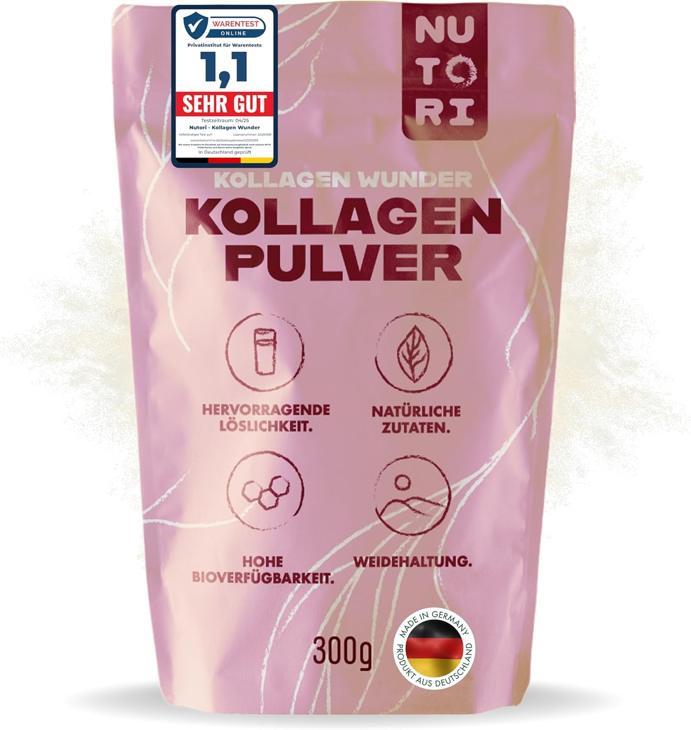 Detalle de NUTORI Kollagen Pulver 300 g â Typ I & III đ