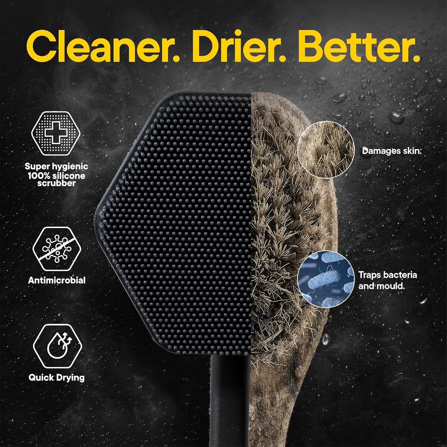 Thumbnail 3 de TOOLETRIES Silicone Back Scrubber for Shower, Bath Brush – Charcoal