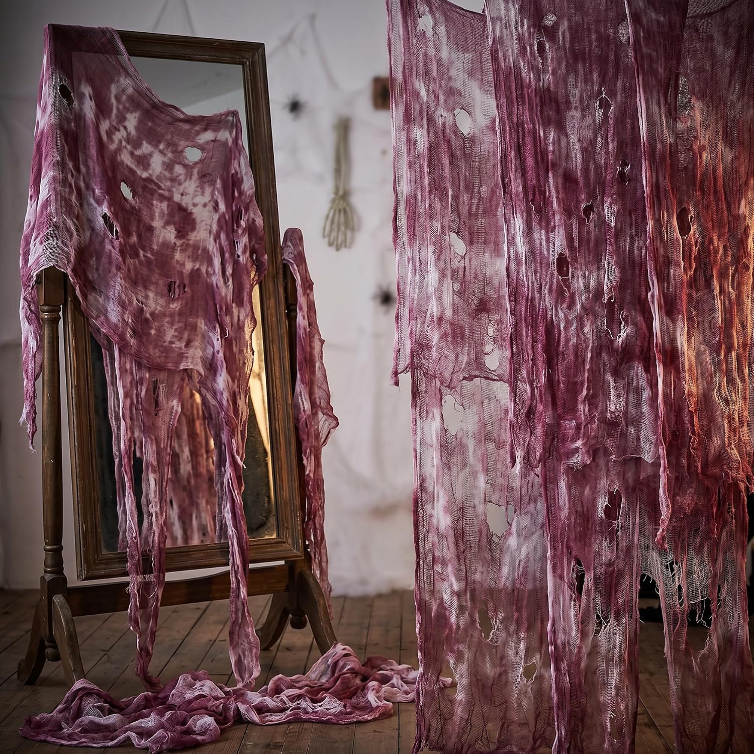 Detalle de RunNico RN-411Purple-Blood-Stain-1.8x5m Halloween Gauze, Purple Fine-Yarn Decor