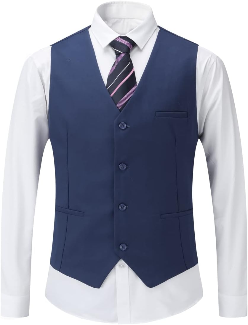 Detalle de YOUTHUP Herren 3-teilig Slim-Fit Anzug (Einreiher) mit Weste, Sakko & Hose – 1-Knopf-Formellanzug für Business & Hochzeit
