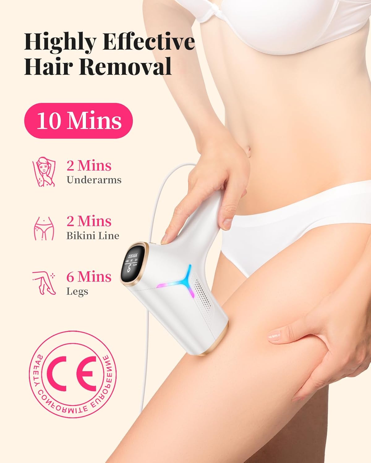 Thumbnail 3 de Haarlosy IPL Laser Hair Removal Device with 9 Levels (White Gold) for Home Use