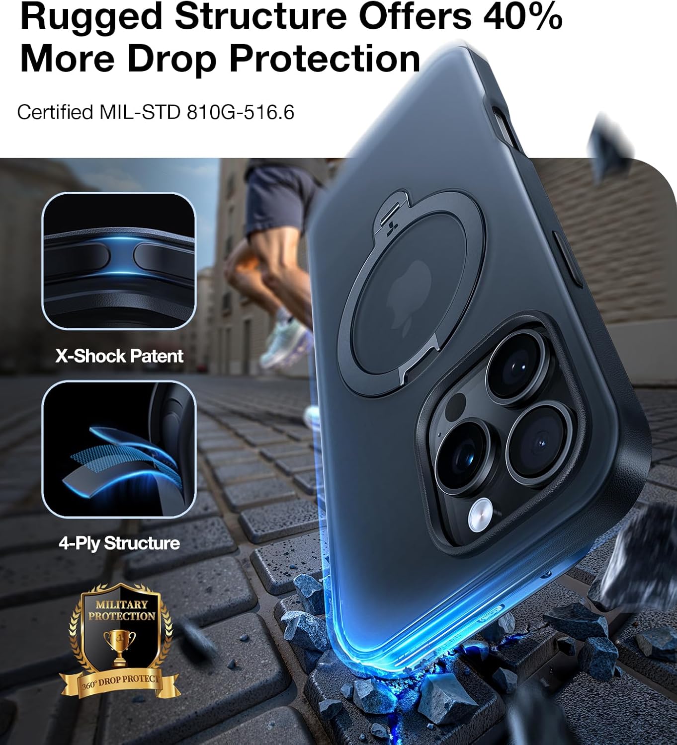 Thumbnail 4 de TORRAS Upgraded 360 Spin Magnetic Stand Case for iPhone 16 Pro