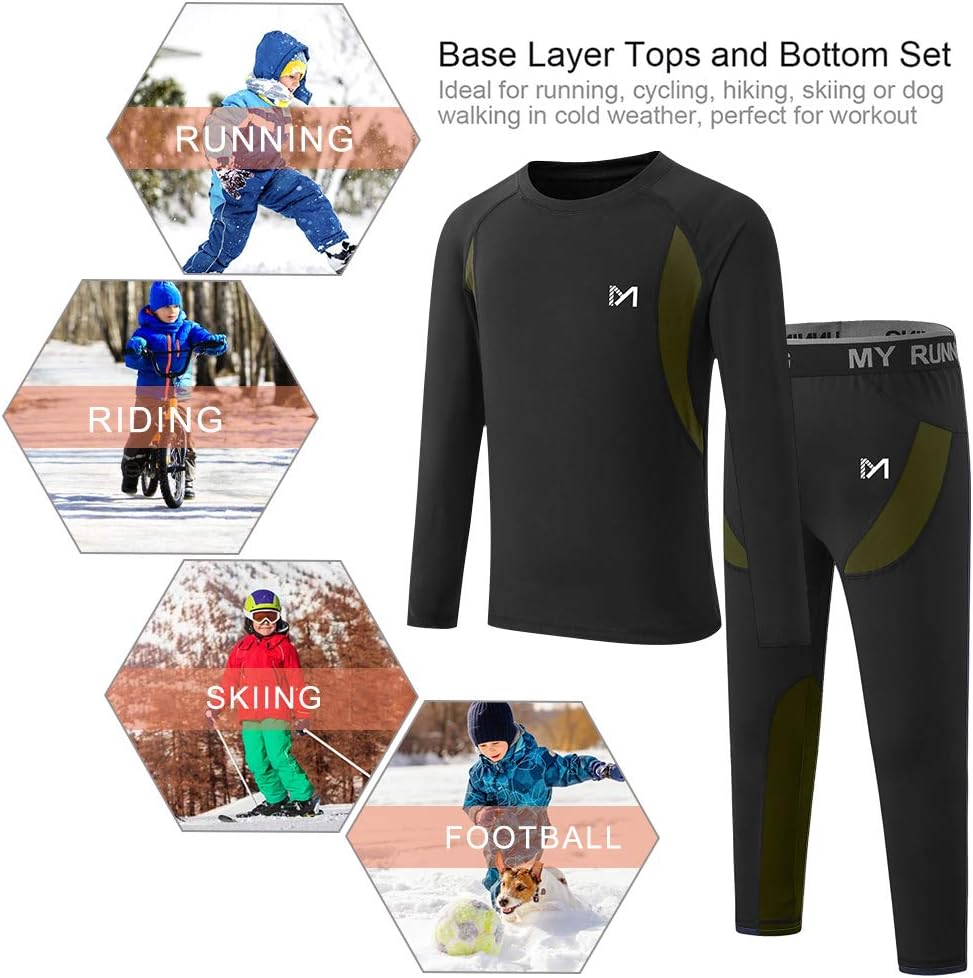Detalle 1 de MEETYOO Boys’ Thermal Underwear Set, Fleece-Lined Four-Way Stretch Base Layer