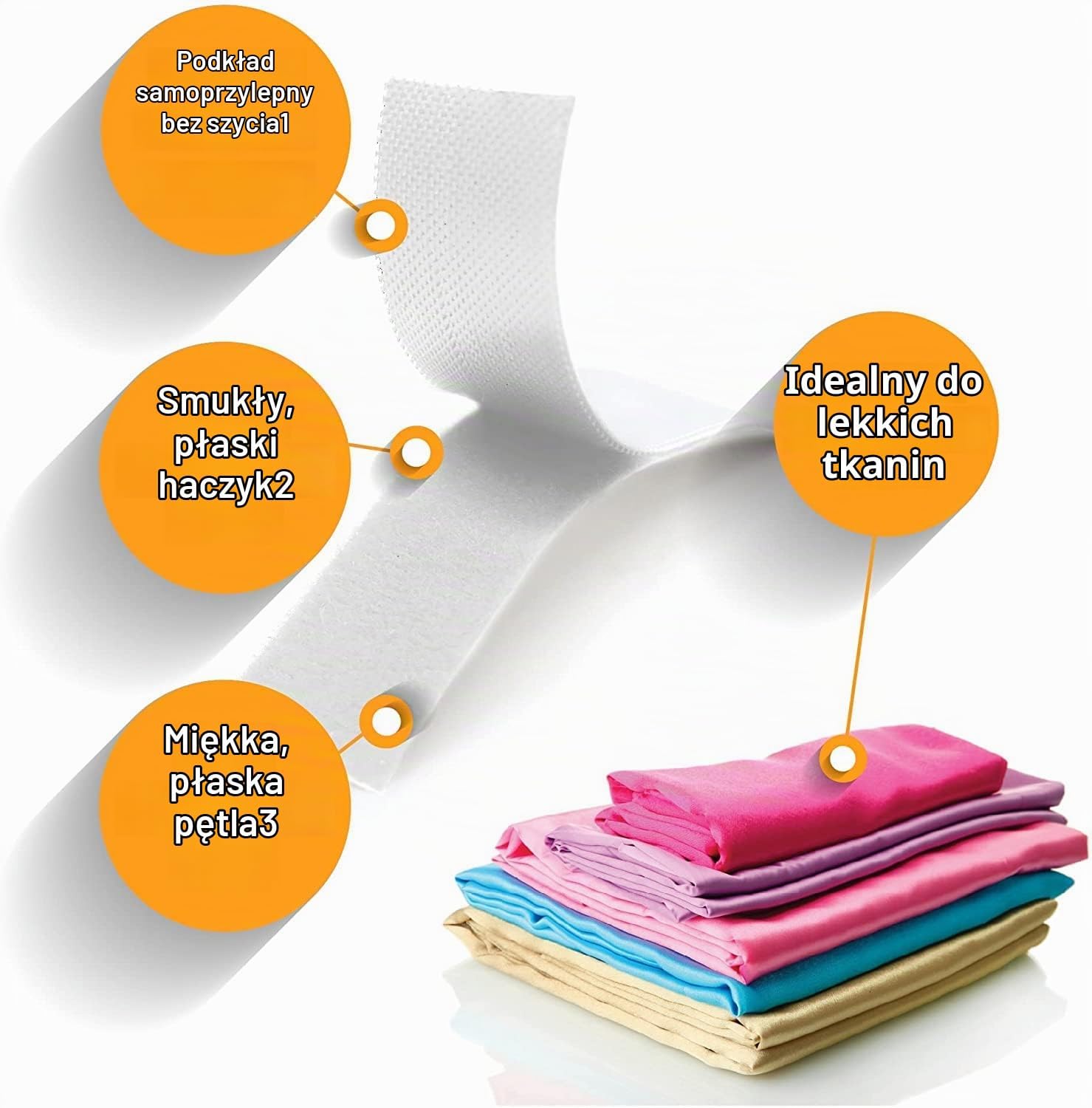 Detalle de VELCRO Brand Sleek & Thin VEL-30184-WEU – biała taśma na rzep 19 mm x 60 cm