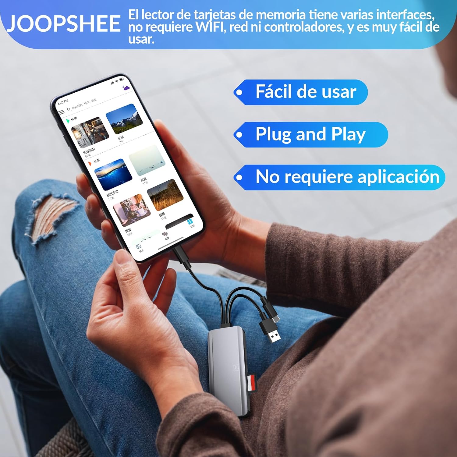 Detalle de JOOPSHEE 5-in-1 multi memory card reader