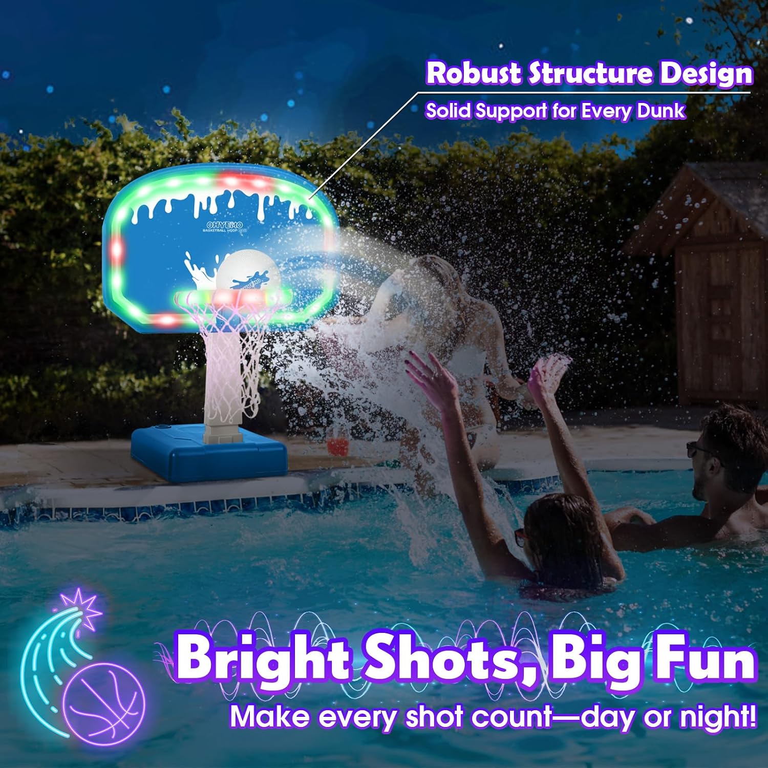 Detalle de OHYEMO 2-in-1 LED Pool Volleyball & Basketball Game Set