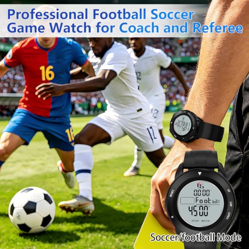 Detalle de PULIVIA Professionelle Stoppuhr 1/1000s, 100 Runden, Fußball-Timer, Metronom, Wecker