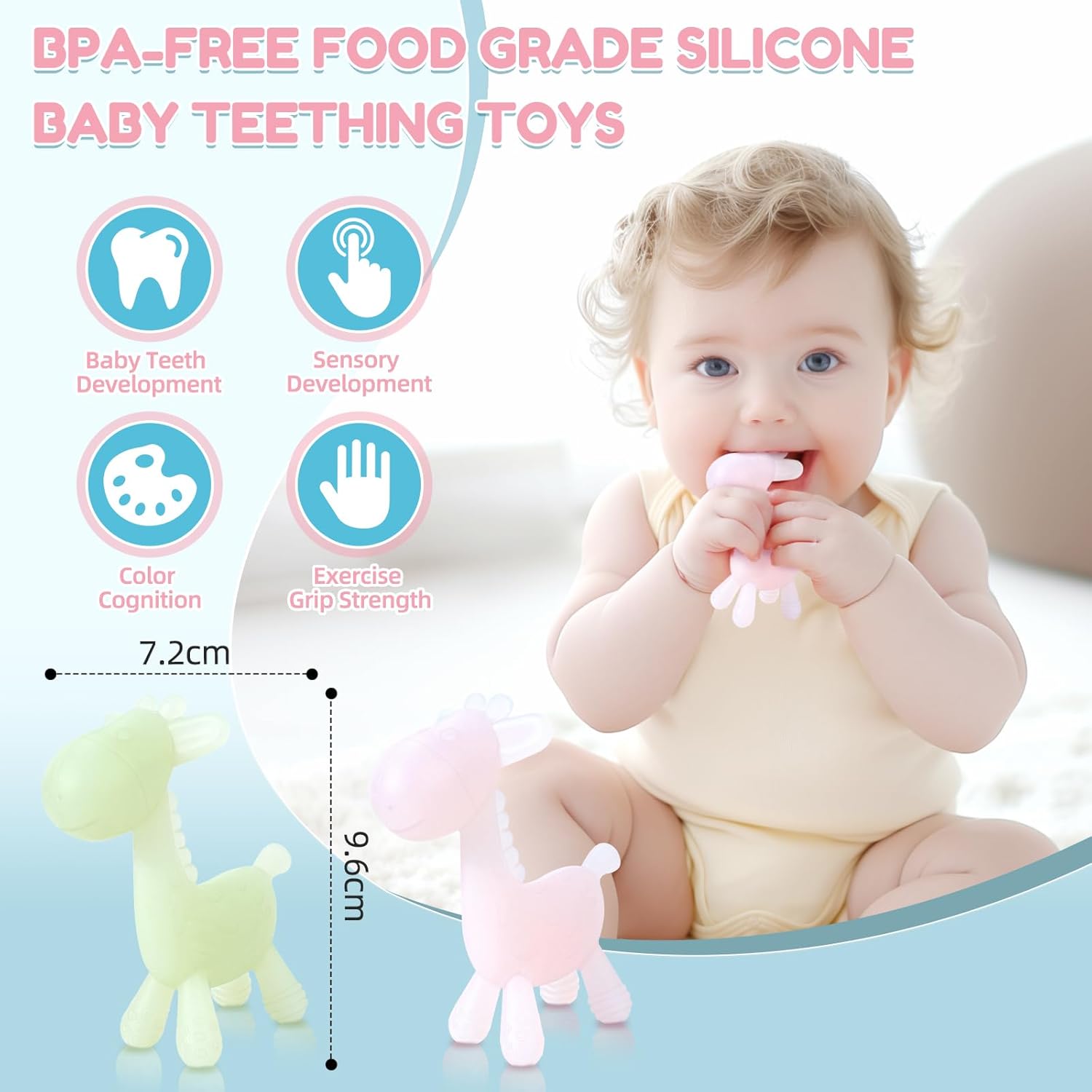 Thumbnail 2 de TYRY.HU Beißring Silikon Kühlende Zahnungshilfe Giraffe 4er Set