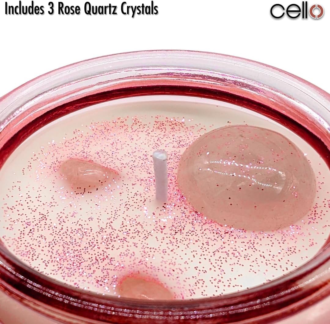 Thumbnail 2 de Cello Rose Quartz Scented Candle with Spinner (crystal carousel & rotary holder) for women