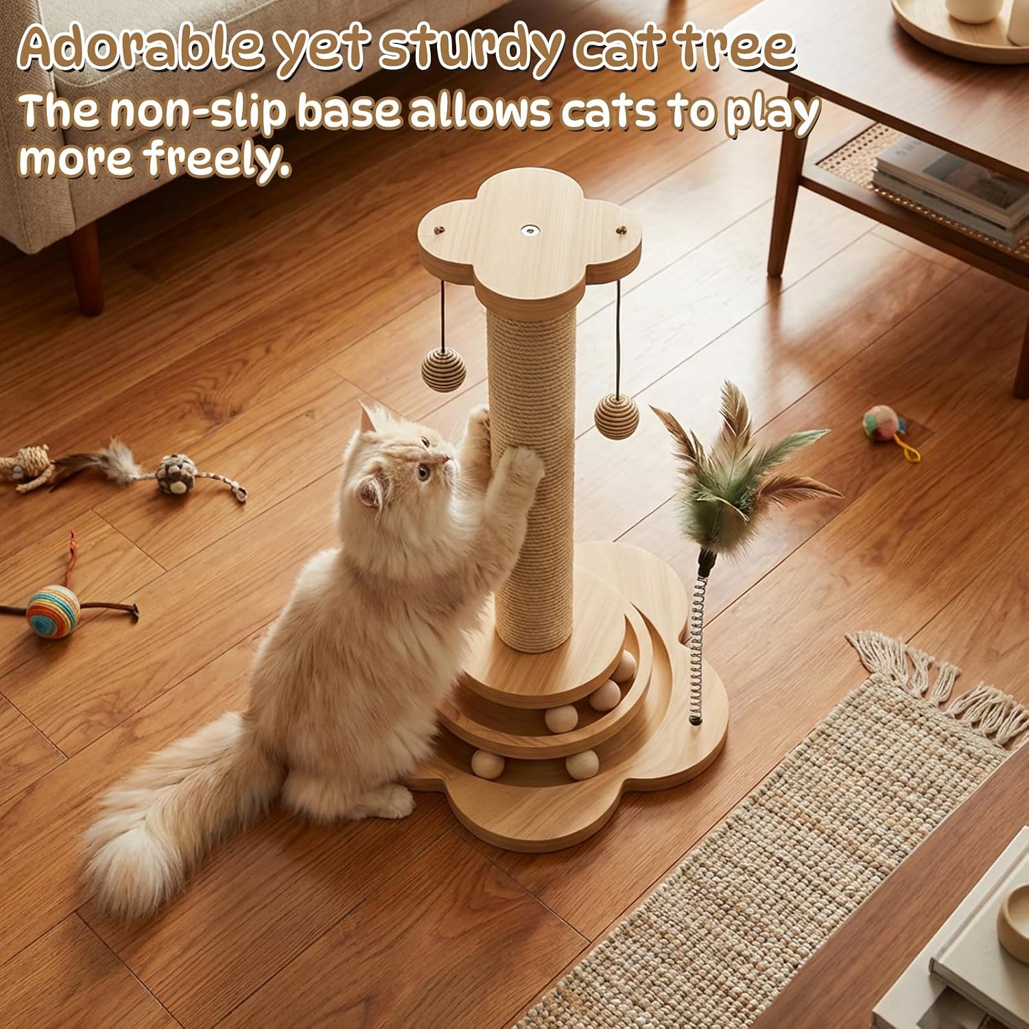 Detalle 1 de Cat Scratching Post 46cm with 6 Wood Balls