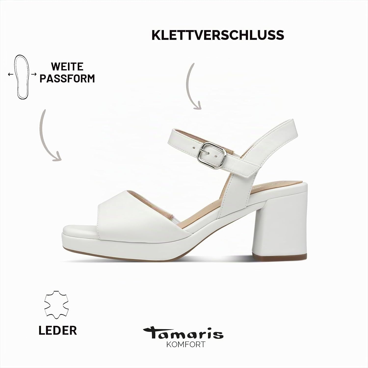 Detalle de Tamaris Comfort Sandalette 8-8-88309-20 Comfort fit – Hallux-freundlich, Leder und Wide Fit