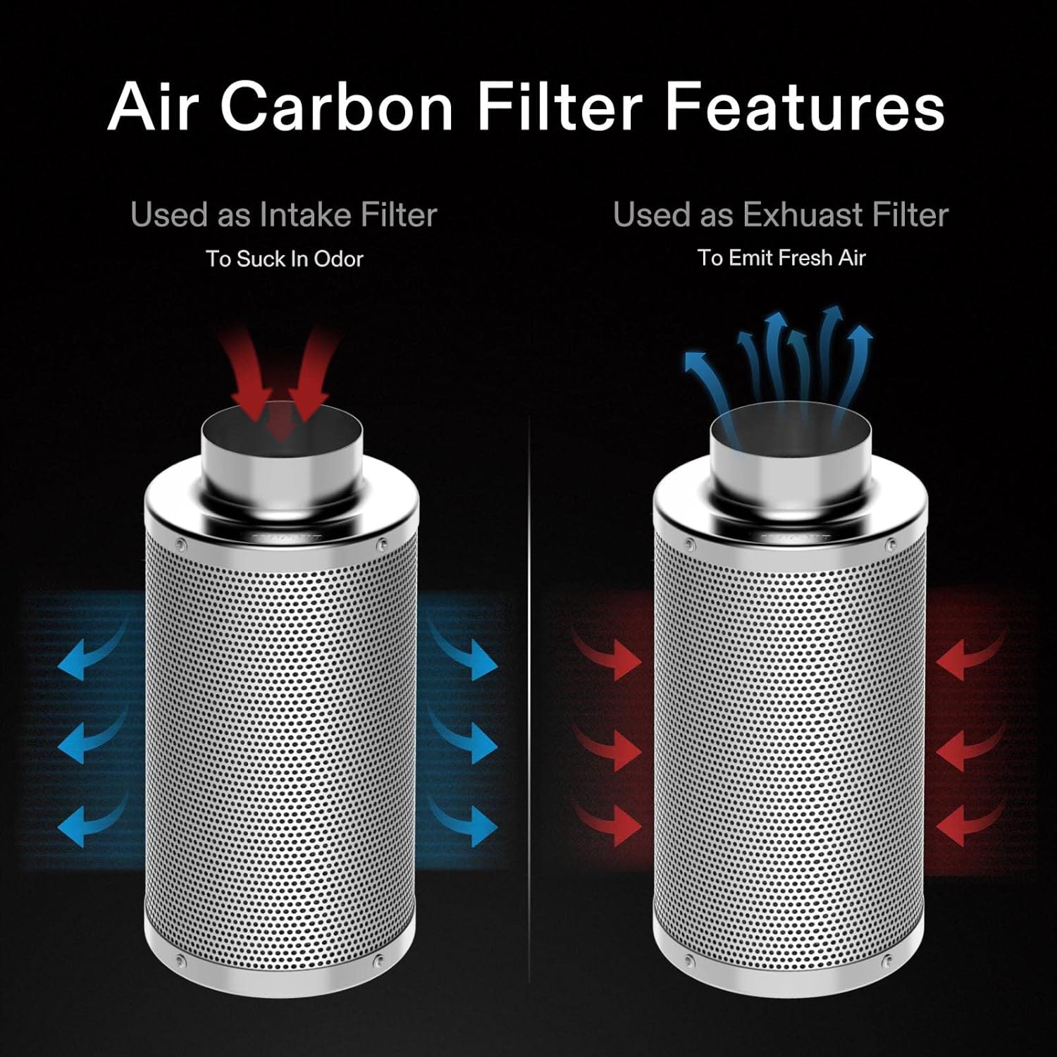 Thumbnail 3 de Filtro a Carbone Attivo VIVOSUN 100mm (4") con Prefiltro – controllo odori per grow tent e coltivazione indoor