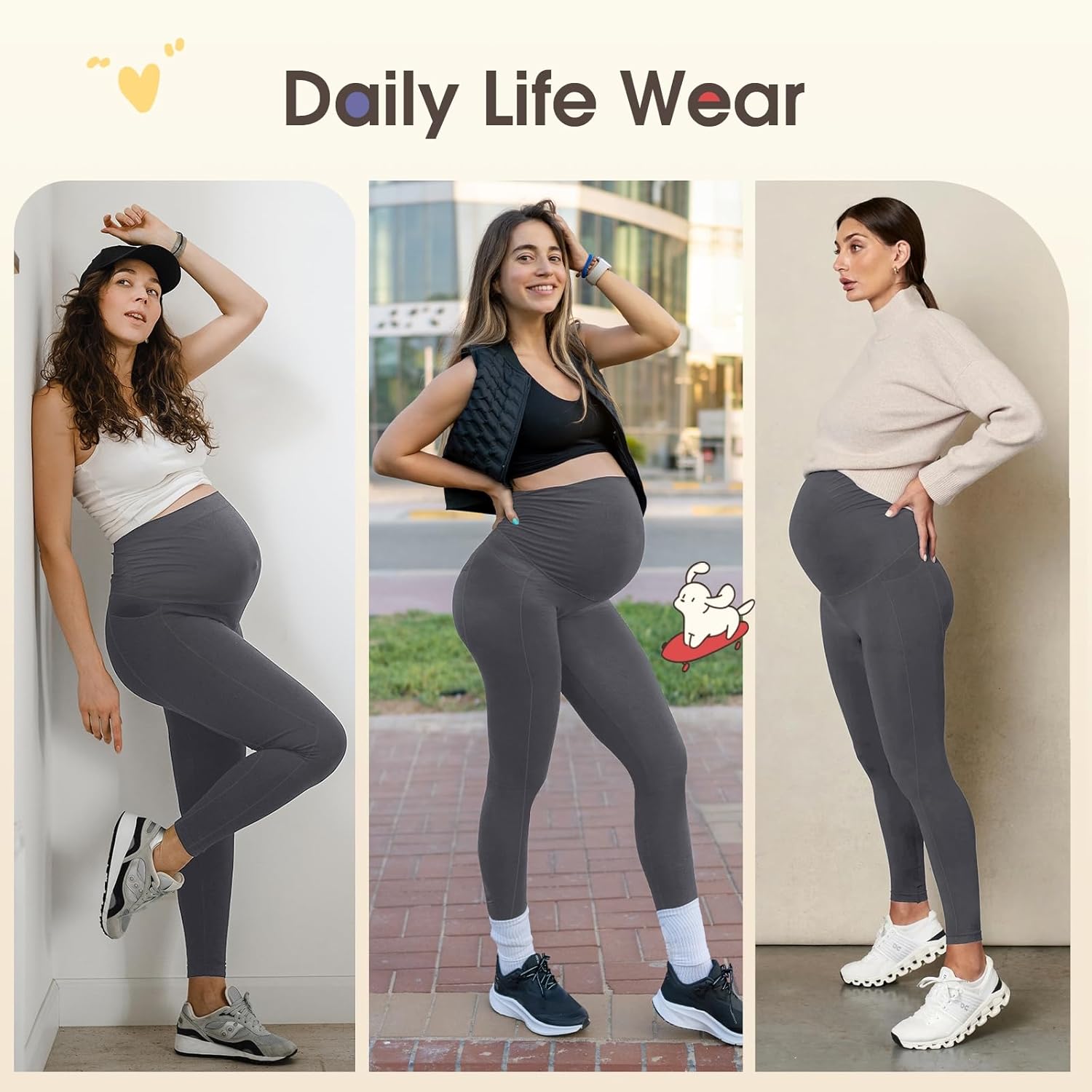 Thumbnail 4 de Leggings Premaman Ymmott da Donna a Vita Alta con Tasche in pile – Comforto e praticità per la gravidanza